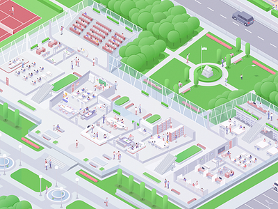 Green Campus campus character future green illustration isometric rboy rocketboy school work