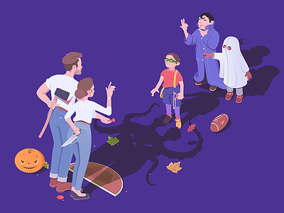 Trick or Treat affinity ax characters designer halloween illustration isometric knife rboy rocketboy