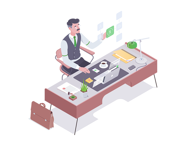 Payments money tax chair designer affinity accountant office illustration isometric rocketboy rboy