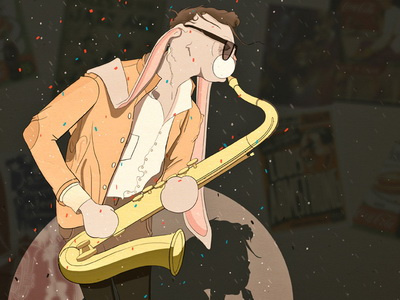 Saxophone illustration ioio ioiojpg.com night rabbits saxophone