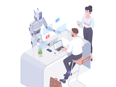 Machine Learning character collaboration illustration learning machine office rboy robot rocketboy work