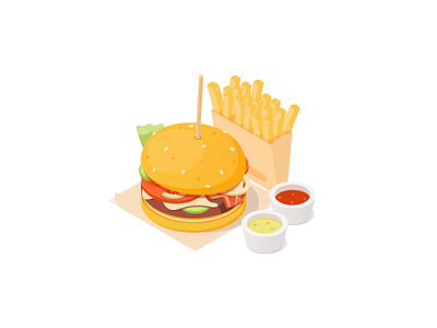 Burger affinity bacon burger cheese illustration isometric rboy rocketboy vector