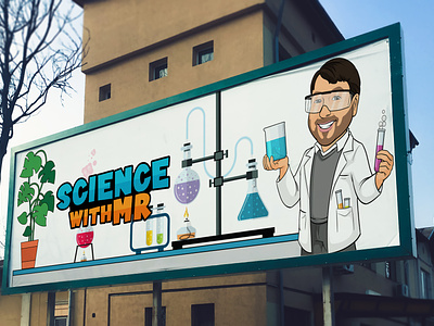 Scientist cartoon logo, Scientist man cartoon character