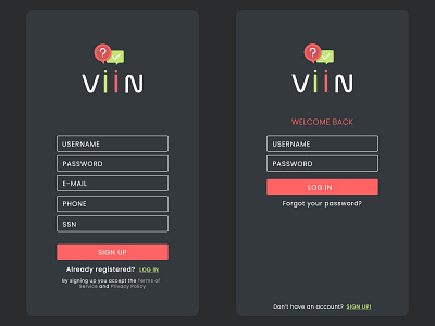 VIIN - Mobile App dark ui illustrator logotype minimalism minimalist logo minimalistic mobile ui photoshop questionnaire