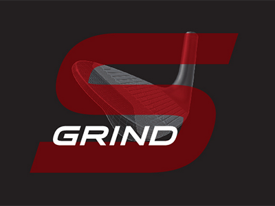 SM6-S grind wedge all caps branding golf logomark red s type