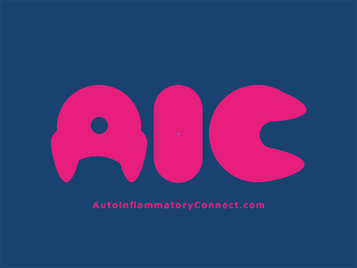 AIC Logo blue bold bright custom lettering logo pink shapes