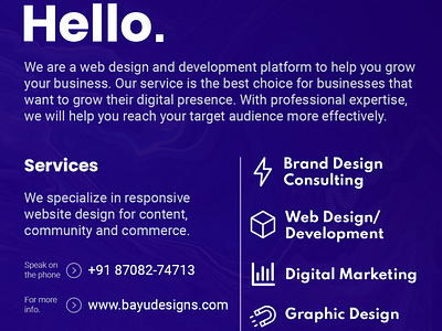 Introduction - Bayu Designs banner branding contact design introduction services typography ui