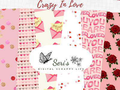 Valentine Digital Patterns and elements Full kit 3d animation branding cardmaking graphic design illustration logo love elements motion graphics patterns scrapbook papers ui valentine valentine papers vector