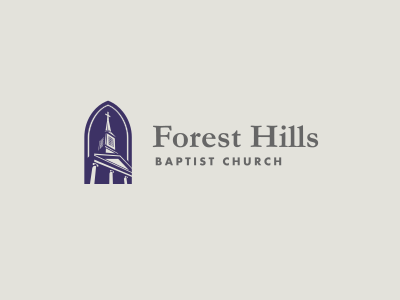 Forest Hills Baptist Church brand church cross emblem glass god identity jesus logo pillars stained window