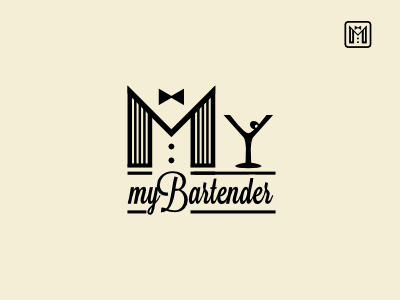 My Bartender ap app bar bartender bowtie brand branding deco design drink drink tuxedo black white identity logo martini my tux tuxedo type