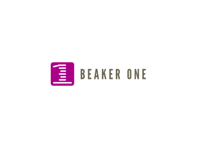 Beaker One 1 b beaker brand branding design flask graduations icon identity line lines logo media negative one purple space