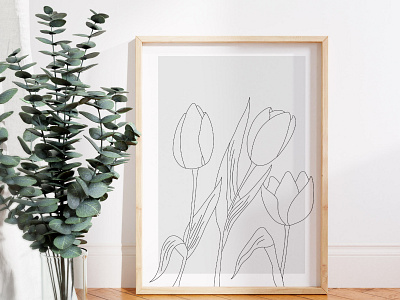 Tulips Line Drawing art drawing floral flowers illustration line drawing tulips