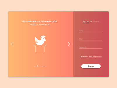 Daily UI Challenge #001 - Sign Up challenge chicken daily daily ui delivery fried chicken gradient modal sign in sign up signup ui