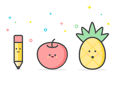 Pen Apple Pineapple Icons