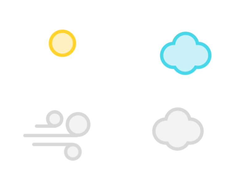 Weather Icon Set - Part 1 animation cloudy dailyui icon minimal rainy simple sunny weather windy