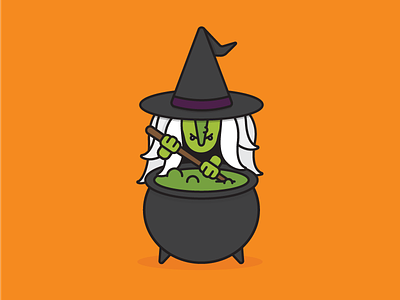 Witch brew cute graphics halloween illustration line line drawing orange problem solver simple solution witch