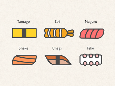 Sushi Box - Line Drawing cute food line line drawing minimal sashimi sushi sushi roll tako tamago unagi