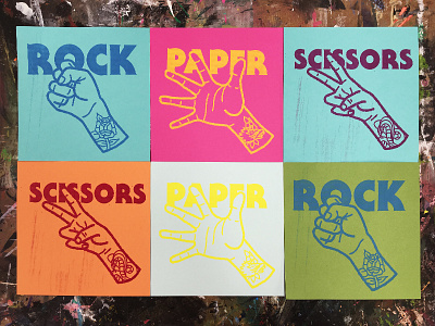 Rock, paper, scissors design dribbble dribbblers graphic hands illustration poster print screenprint silkscreen