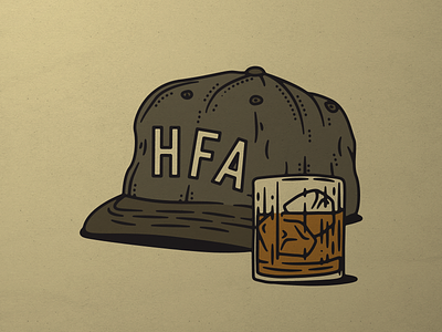 HFA Goods baseball design diecut hat illustration sticker typography vintage whiskey
