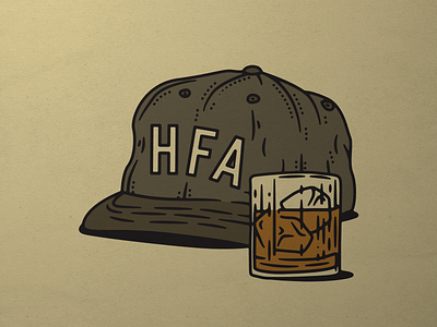 HFA Goods baseball design diecut hat illustration sticker typography vintage whiskey