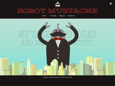 Robot Mustache horizontal scrolling illustrator single page