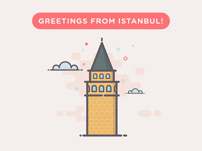 Greetings From Istanbul! galata tower illustration istanbul line art turkey