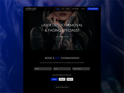 Laser Tattoo Removal/Fading Website black blue branding design designer graphic design illustration laser model tattoo tattoo removal ui ui design ux ux design website website design