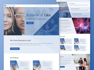 Women's Health Clinic Website blue branding design designer doctor graphic design health illustration laboratory medical science ui user experience user interface ux vector website website design white women