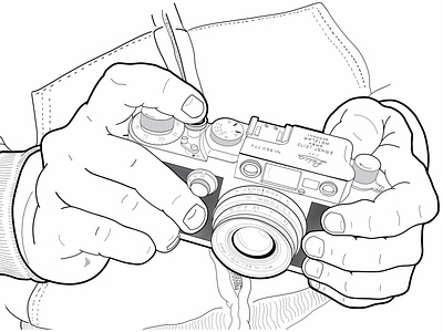 Leica 1957 black and white clean illustration outline pop art procreate trace