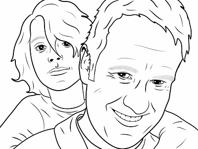 Pedro and I boy cartoon comic family father and son illustration kid outline pop art procreate trace