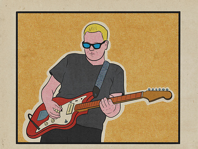 Aaron on guitar band cartoon comic concert guitar illustration live music musician outline pop art procreate