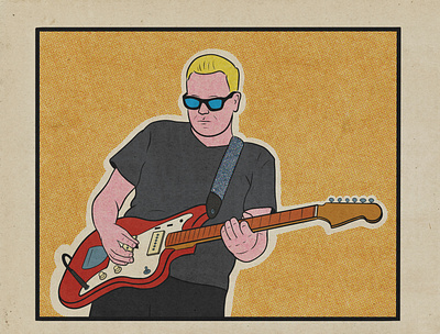 Aaron on guitar band cartoon comic concert guitar illustration live music musician outline pop art procreate