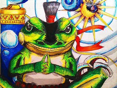 Frog and Scroll art branding design drawing frog graphic design illustration
