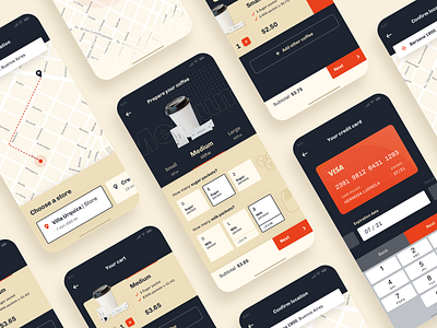 Coffee delivery app | UI app card cart checkout checkout card coffee coffee app delivery delivery app design mobile ui ux