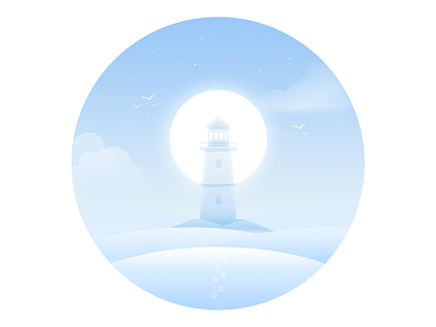 Lighthouse animal dream illustration lighthouse lonely mood rays sea water