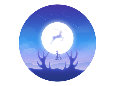 Antlers antlers child deer dream illustration magic moon mountain night star