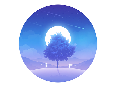 Tree child dream illustration lonely moon sky tree