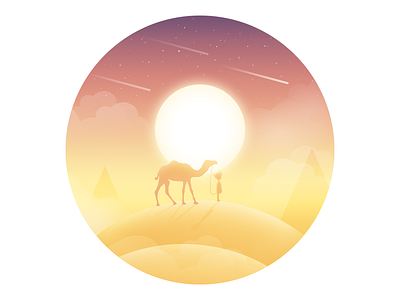 Travel animal desert dream illustration lonely mood rays