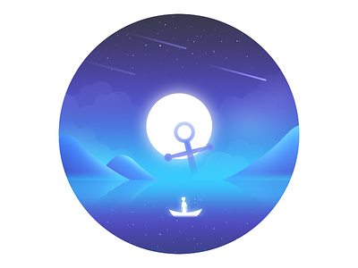 Anchor anchor dream illustration lonely moon people