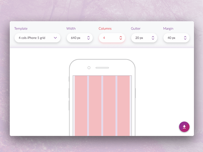 Daily UI #4 - Grid calculator app calculator clean columns daily ui grid magenta material mobile shadow violet