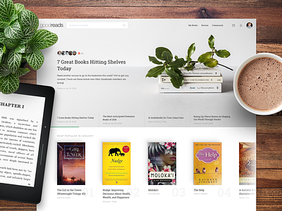 Goodreads Homepage Redesign application books cover goodreads landing page rating reading share sharing website