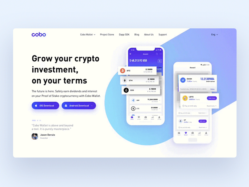 COBO - Secure crypto wallet website animation