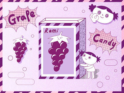 romi grape candy character design design grape illustration