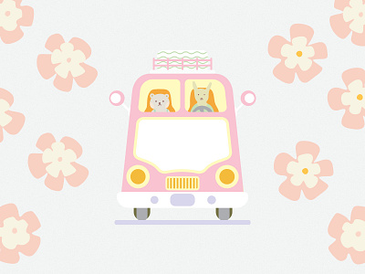 Road trip car character design illustration vector illustration
