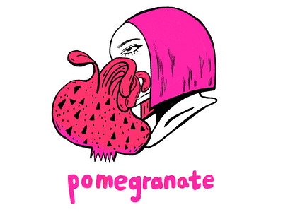 pomegranate girl design illustration