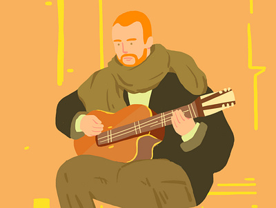 man play guitar character design illustration