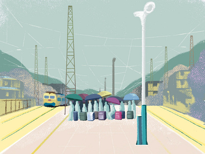station illustration train