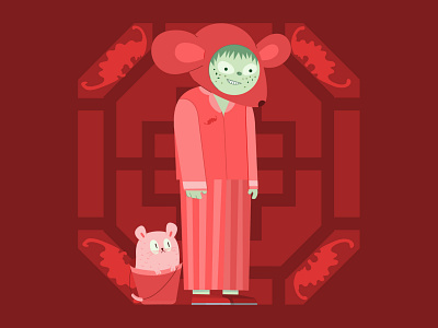 year of the rat character design illustration