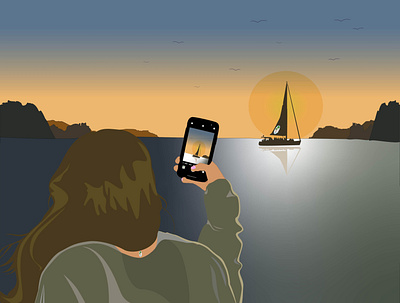 illustration - "travel moments" adobe illustrator blending brushes creative drawing gradients graphic design hobbie illustration inspiration photo sketch sunset travel vector