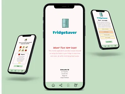 ui/ux design - "FridgeSaver" prototype application design eco friendly environment fridgesaver graphic design high fidelity illustration logo mobile app prototype save food team project ui user research ux